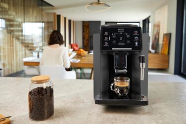 Krups Sensation Fully Automatic Coffee Machine, Milk Frother, 5 Drinks, Filter Coffee Function, 2-Cup Function, Coffee Machine, Black, EA910810 Single