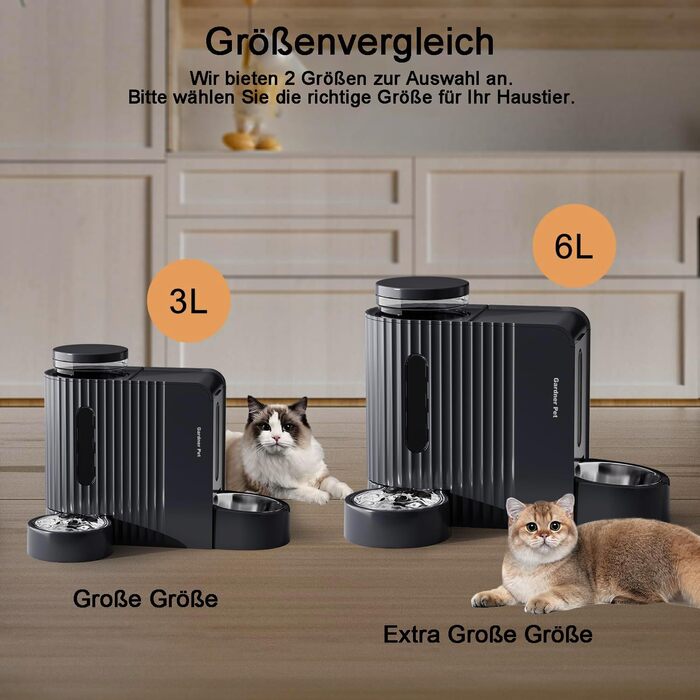 Gravity Pet Feeder - Automatic Cat & Dog Food Dispenser with Stainless Steel Bowls (6L x 2), BPA-Free, No Electricity Required
