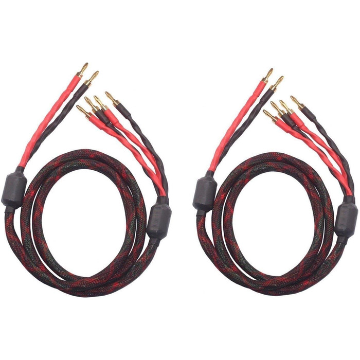 Акустичний кабель KK Cable k4B-2B Bi-Wire для колонок, 2.5 м, 1 пара (12 бананових роз'ємів), чорний, FCC-сертифікований, для зовнішнього використання