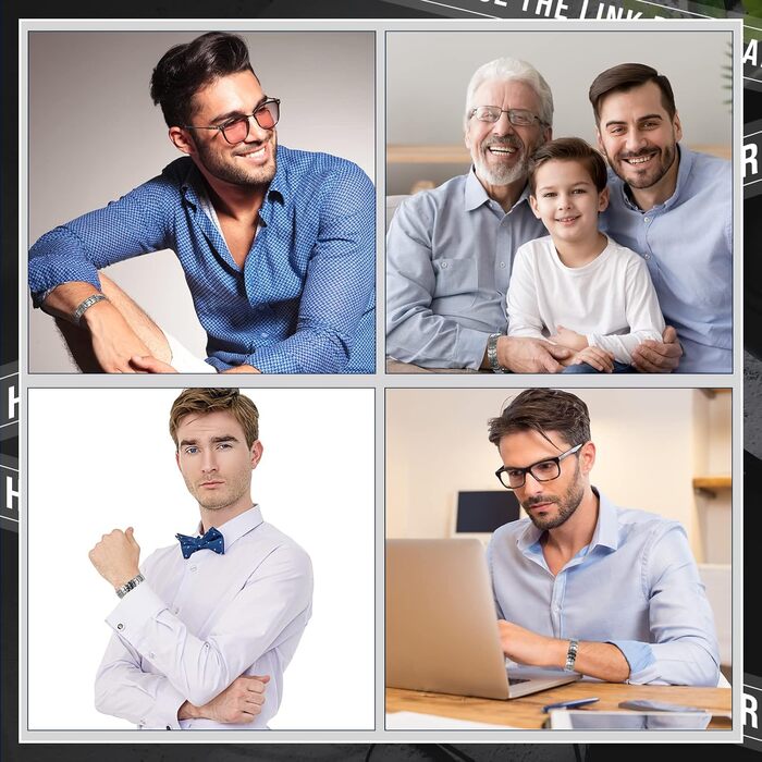 Браслет на магніті для чоловіків Jadive: титановий браслет з дворядними магнітами, регульований розмір, інструмент та сумка, чорний, повністю магнітний