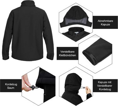 Чоловіча куртка Softshell водонепроникна для активного відпочинку та аутдору, демісезонна, розмір S, чорна