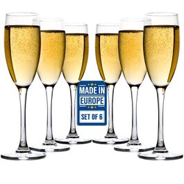 Набір келихів для шампанського Crystalia Luxus, 6 шт., 190 мл, без свинцю, придатні для миття в посудомийній машині