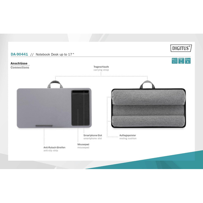 Підставка для ноутбука DIGITUS з тримачем для смартфона - для 17