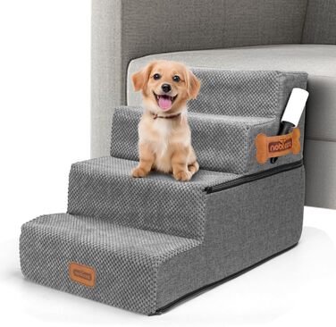 Сходинка для собак Nobleza: компактна, з валиком для шерсті, 3 сходинки, для маленьких собак та котів, під ліжко/софу