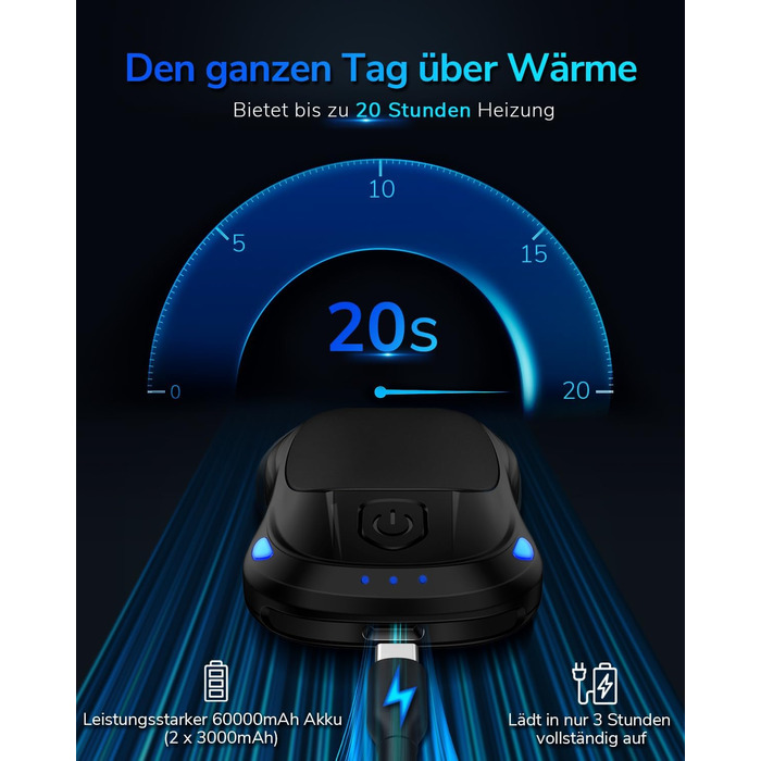 Електричний нагрівач для рук, перезаряджуваний, 2 шт. (чорний)