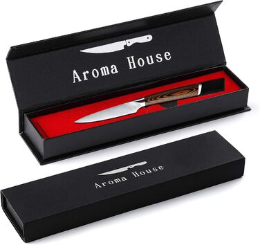 Професійний кухонний ніж Aroma House 18 см з нержавіючої сталі з подарунковою коробкою для дому та ресторану (шеф-ніж)