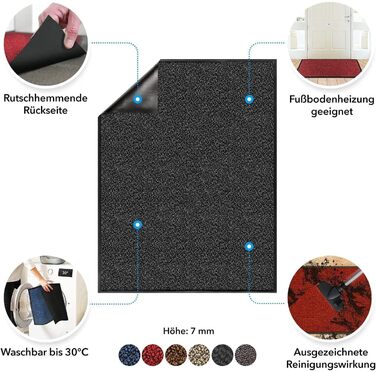Килимок для підлоги Floordirekt Rhine: миючий, з антиковзким покриттям, 80x120 см