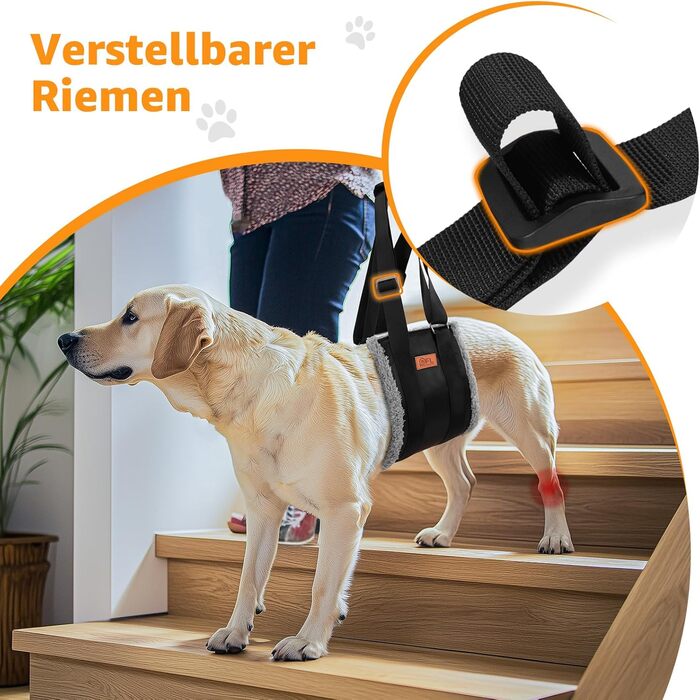 Регульована переносна допомога для собак, переносна лямка для реабілітації, поранених, травмованих або літніх собак - шлейка для собак як засіб допомоги при ходьбі для маленьких і великих собак, сірий колір, XL