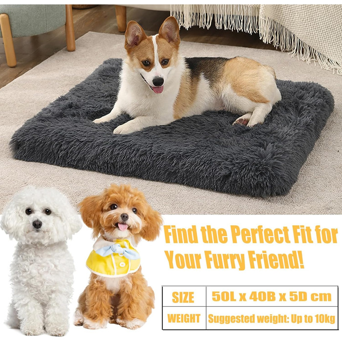 Крісло-ліжко для собак середніх порід та котів, м'яке, з довгим плюшем, 75 x 50 x 8 см, темно-сірий