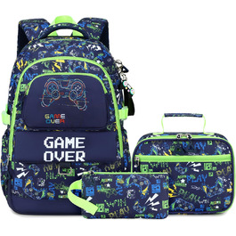 Набір шкільних рюкзаків Makukke для підлітків, геймерський рюкзак з ланч-бокс та пеналом, подарунок для хлопчиків (старша та середня школа)