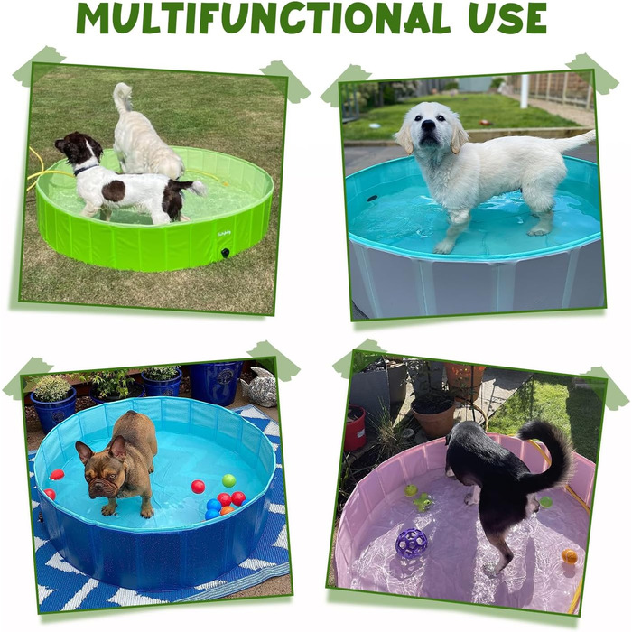 Foldable Dog Pool for Dogs, Dog Cushion Pool, Portable, for Dog Bath, Plastic, Large, Hard, Children's Pool (100 x 30 cm) (Large(120×30cm), Green)