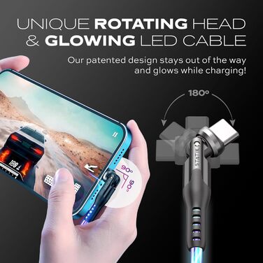 Кабель iProdukt GloBright 360 Pro 2. Gen: LED, магнітний, USB-C, 2м, обертання 90/180/360°