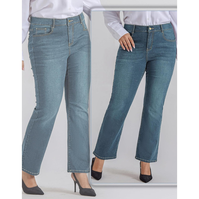 Жіночі джинси Bootcut Hanna Nikole великого розміру, висока талія, блакитно-сірі, еластичні (48 розмірів)