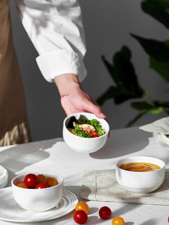 Набір супових тарілок DOWAN, 4 шт. (1100 мл, 300 мл), кераміка, білий, для кухні, паста, мілкшоп