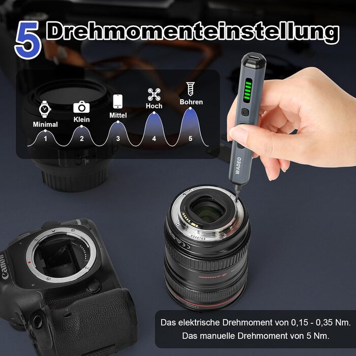 WADEO Міні набір викруток, 82 в 1, прецизійний, магнітний, з регулюванням крутного моменту, LED-підсвічування, для ремонту iPhone, телефонів, ноутбуків, окулярів, годинників