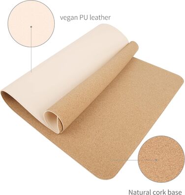 Килимок для миші RENMTURE двосторонній: Корк + PU-шкіра, 80x40 см, для офісу та дому, захист столу, антиковзкий, водостійкий, персиковий