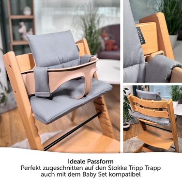 Подушка для стільчика Stokke Tripp Trapp LaLoona, 2 шт., бавовна, OEKO-TEX, гіпоалергенна, сіра, машинне прання