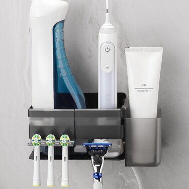 Тримач для зубних щіток ALOCEO з 3 гачками, для електричної зубної щітки, нержавіюча сталь, чорний, без свердління