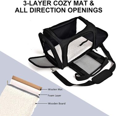 Транспортна сумка для котів та собак, складана переноска з сіткою, чорна