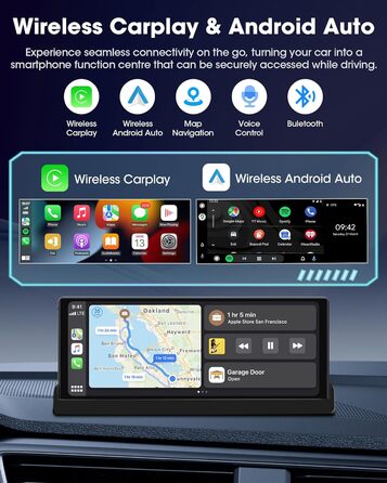 Автомобільний дисплей 10,26'' CarPlay/Android Auto з сенсорним екраном, підставкою, камерою заднього виду, GPS-навігацією, підтримкою Siri/Google для авто 2025, Buddy Display