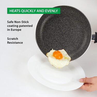 Сковорода антипригарна GadHome Classic 20 см, чорна | Для індукційних плит | Алюмінієва сковорода з ергономічною ручкою | Без PFOA для здорового приготування | Можна мити в посудомийній машині