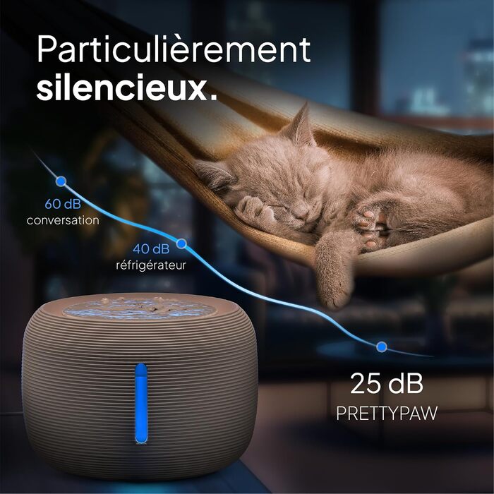 Ка fountain Pretty Paw©: тихий фонтанчик для котів з LED, фільтром з активованого вугілля та BPA-free матеріалами, 2.5L, Beige
