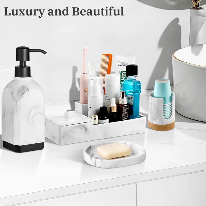 Підставка для мила Luxspire з кераміки, антиковзаюча, білий мармур, для ванної кімнати, душу та кухні