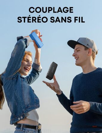 Anker SoundCore 2 Bluetooth колонка, потужний бас, 24 год автономії, IPX7 водозахист, бездротова колонка для iPhone, Samsung (блакитний, відновлений)