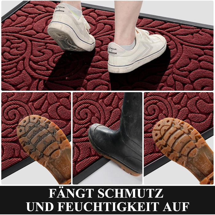 Килимок для дому та вулиці Yimobra, миючий, антиковзаючий, 120x80 см, червоний