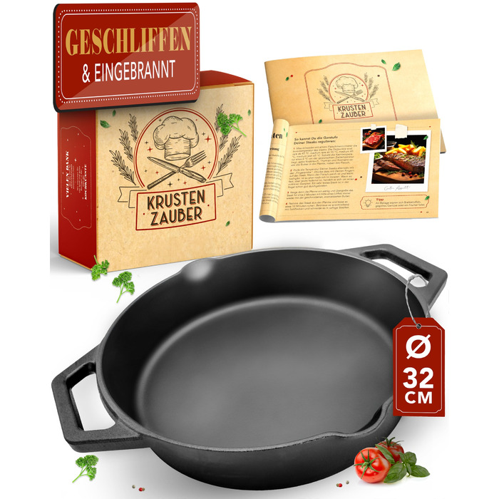 Чавунна сковорода Krustenzauber 28 см для індукційних плит + Інструкція та кулінарна книга