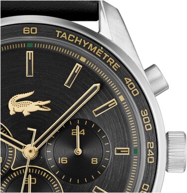 Годинник чоловічий Lacoste Boston Chronograph кварцовий з шкіряним або металевим браслетом (чорний)