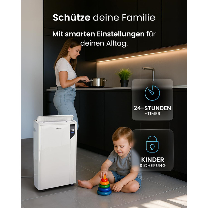 Електричний осушувач повітря ProBreeze 12L - для дому, 20 м², з таймером та датчиком вологості