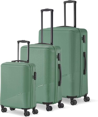 Набір валіз Travelite Bali 3 шт. (L/M/S) з ABS, TSA-замок, зелений. Валізи-тролі з жорстким корпусом