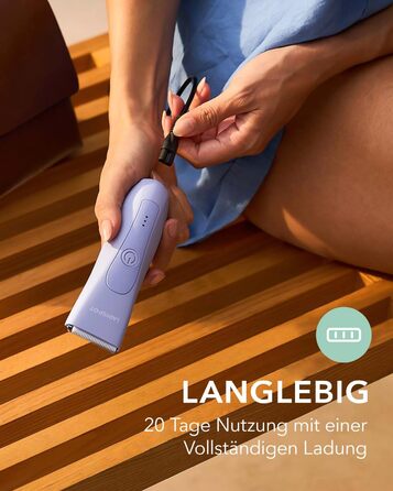 Електричний жіночий триммер для інтимної зони з 3 насадками та змінними керамічними лезами, фіолетовий