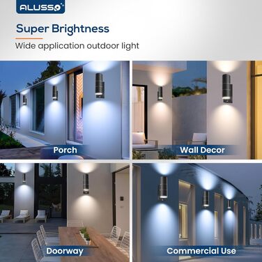 ALUSSO Вологостійкий вуличний сенсор руху з LED, 2 x 8W GU10, IP65, нержавіюча сталь, 3 колірні температури