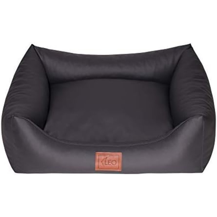 Софа для собак Leo4dog Natalie: штучна шкіра, подушка, 4 розміри (100x80 см, графіт)
