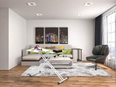 Прасувальна дошка Mabel Home з регулюванням висоти, стійка до пари, з чохлом, білий/зелений, 119,4 x 45,7 см