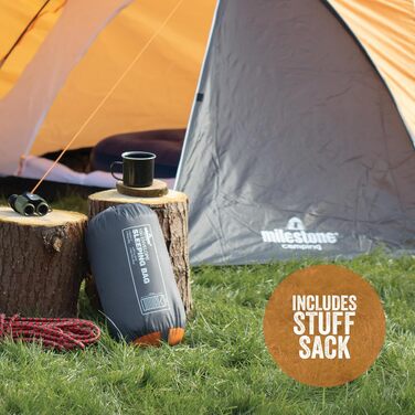Легкий спальний мішок Milestone Camping для кемпінгу, подорожей та фестивалів, сіро-помаранчевий
