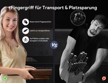 Набір кухонних ножів Messerset 7 предметів у японському стилі з магнітним блоком з акації, сталь карбонова, ергономічна ручка