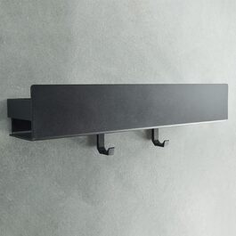 Полиця для душу Designfabrik Hamburg, самоклеюча, без свердління, чорна, 42 см – органайзер для ванної кімнати, настінне підвісне металеве душове та ваннецьке регальне рішення
