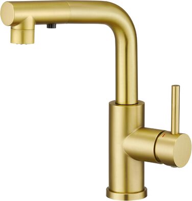 Кран кухонний CREA з 3 функціями: душ, висувний вилив, поворот 360°, матове золото (щітковане)