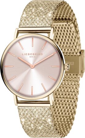 Годинник жіночий LIEBESKIND BERLIN – круглий кварцовий годинник 34 мм – блискучий браслет з сітки – водонепроникність 5ATM – сучасний та елегантний – доступний у різних кольорах (Frozen Rosé)