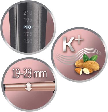 Стайлер для локонів Remington Keratin Protect [19-28 мм] з керамічним покриттям та маслом мигдалю, цифровий дисплей до 210°C, для створення природних локонів, спіральних локонів та пляжних хвиль, CI83V6