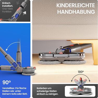 Насадка-мийник для пилососів Dyson V7/V8/V10/V11/V15/Gen5, електрична, з резервуаром для води та 6 моп-накладками + 1 контейнер для води