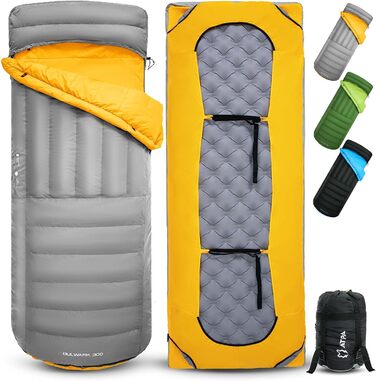 ATEPA 3-Season Down Sleeping Bag - Recyclable 650FP, Lightweight, Removable Cover, Adult Quilting Sleeping Bag for Backpacking & Hiking (Gray, ThermaPlus Max)
