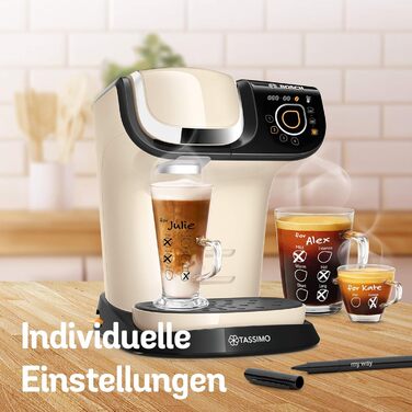 Кавомашина Tassimo My Way 2 TAS6502 з фільтром для води, понад 70 напоїв, персоналізація, великий вибір кави, проста у використанні, 1500 Вт (кремовий, з фільтром, single)