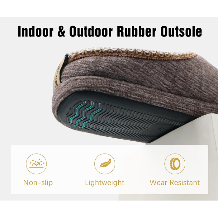 Чоловічі пантолетки COFACE з м'якою піною Memory Foam, зручні шльопанці для дому та вулиці (колір кавовий, 46 EU)