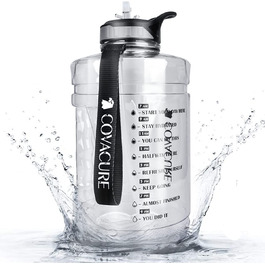 COVACURE спортивна пляшка для води 2.2 л, велика, BPA Free, герметична, для фітнесу, тренажерного залу, дому, офісу, вулиці, прозора