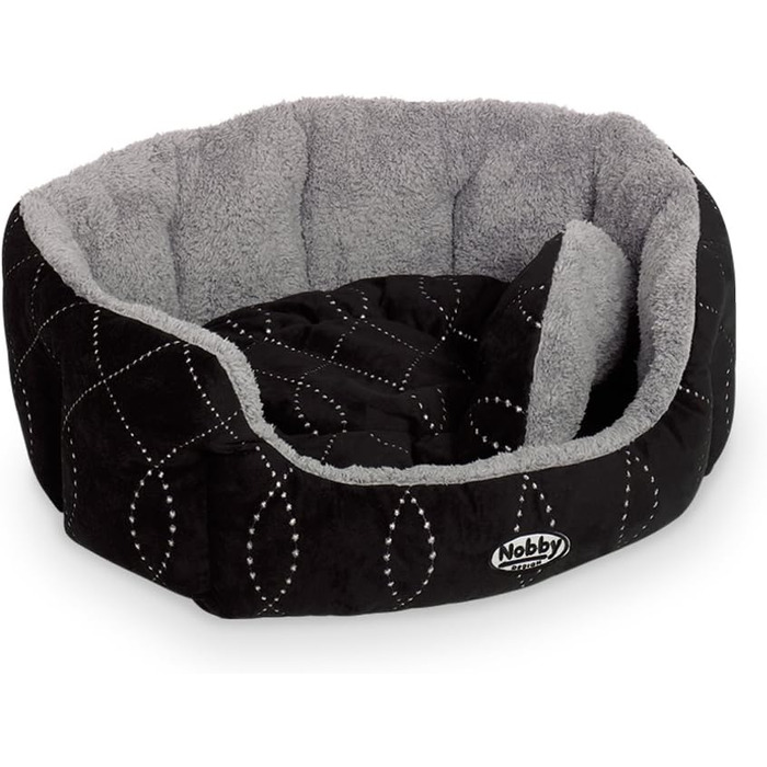 Ліжко овальне для собак та котів Nobby Komfortbett Ceno, 45x40x19 см, чорний/сірий