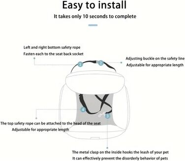 Автокрісло для собак | Підстилка-ліжко в авто | Знімне автокрісло для тварин | Безпечний крісло-ліжко для собак | М'яке, тепле автокрісло-ліжко для собак, сірий колір